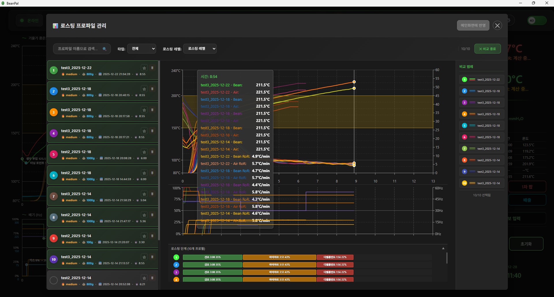 프로필 비교 화면